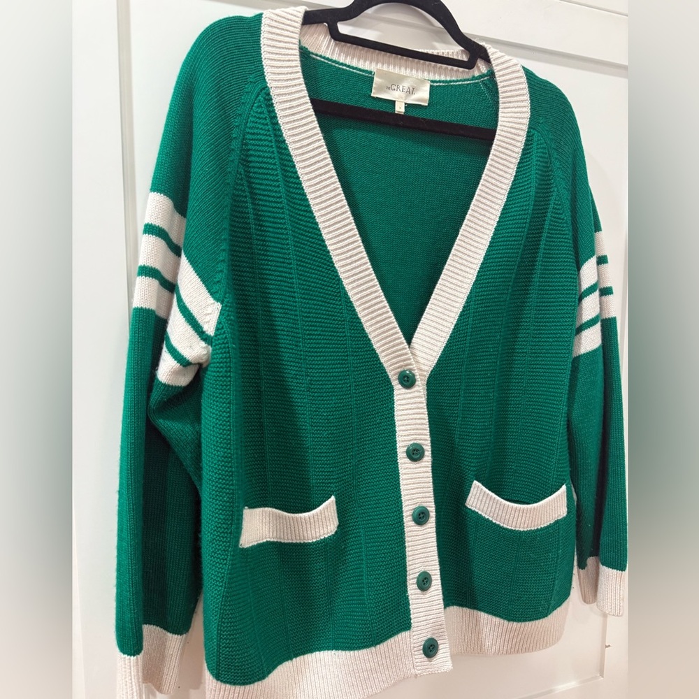 THE GREAT. Green and white Cardigan - Picture 2 of 9
